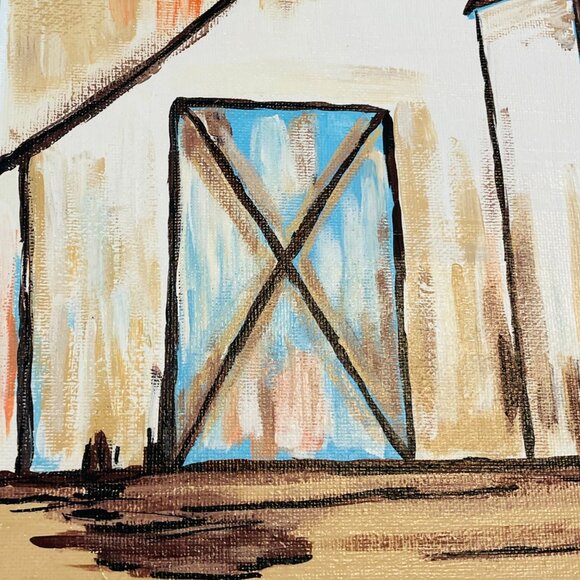 Rustic Barn Canvas Art Painting Signed By RP Artist 12" X 12" Farmhouse Decor - Picture 6 of 10